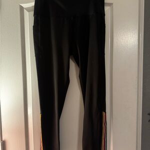 Women's Black Leggings with Colorful Stripes